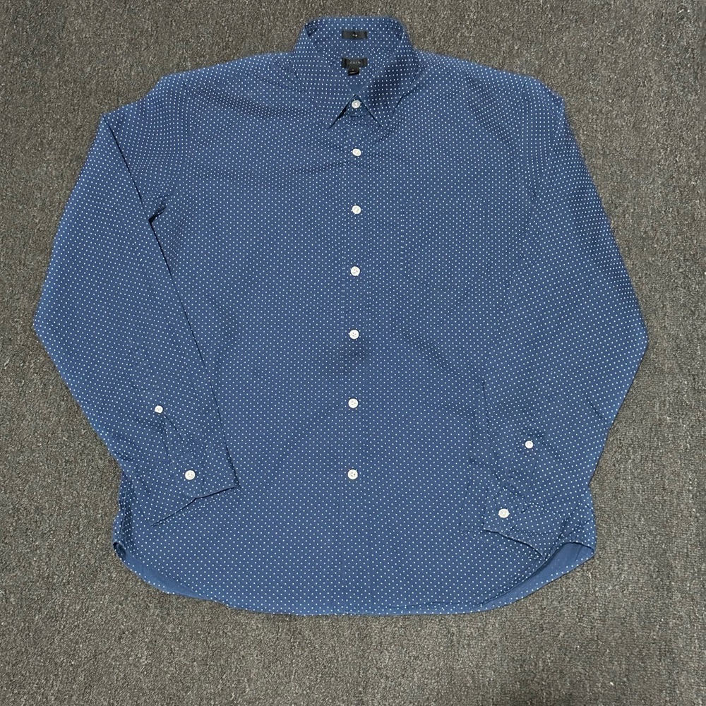 J. Crew Men's Blue Polka Dot Shirt